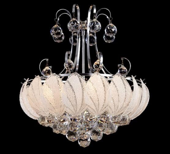 Leaf Glass Chandelier K9 Clear Crystal Chandeliers Round Leaf Glass Chandelier