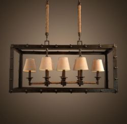 Loft style wrought iron hanging light