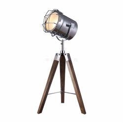 Tripod leg wood table lamp
