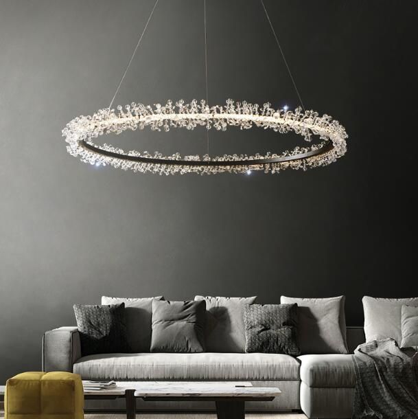 Round crystal pendant light