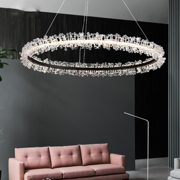 Round crystal pendant light