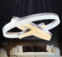 Silver 3 rings LED pendant light