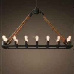 Rectangle hemp rope hanging lighting