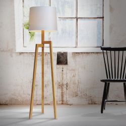 Wood floor lamp