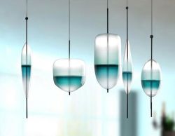 Blue glass pendant light