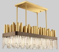 Rectangle crystal pendant light