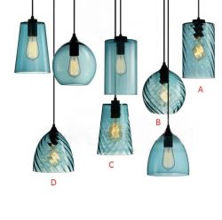 Blue glass pendant light