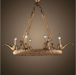 Hemp rope pendant light