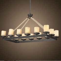 Rectangle wroght iron hanging light