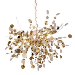 Polished brass metal disc pendant light