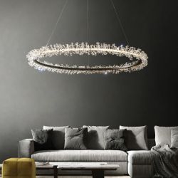 Round crystal pendant light