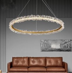 Round crystal pendant light