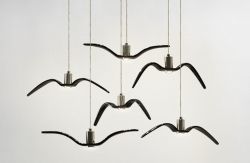 Glossy black bird pendant light