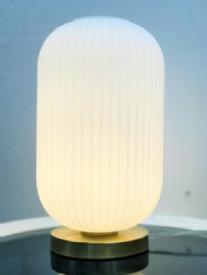 Ribbed glass table lamps with USB charging