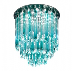 Blue teardrop glass ball chandelier for hotel lobby